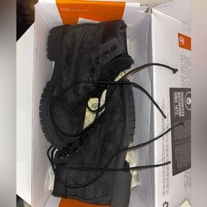 Timberland Black Nubuck 6-in-Lace Waterproof Boots Size 1.5 youth